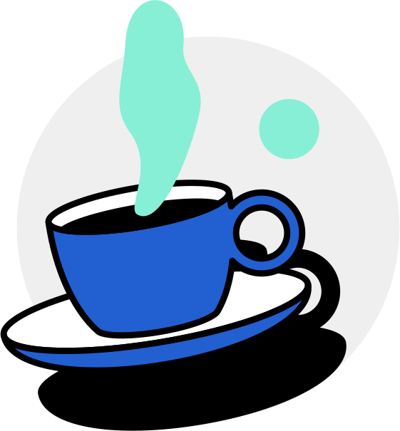 blue cup of coffee graphic illustration in Daily Schedule Template by PandaDoc